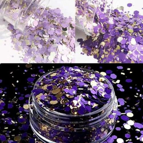 20ml/bottle 3D Mermaid Glitter Sequins Holographic Ultra thin Flakes (0.2+1+2+3)mm Mixed Size Hexagon Shiny Paillette HMT70