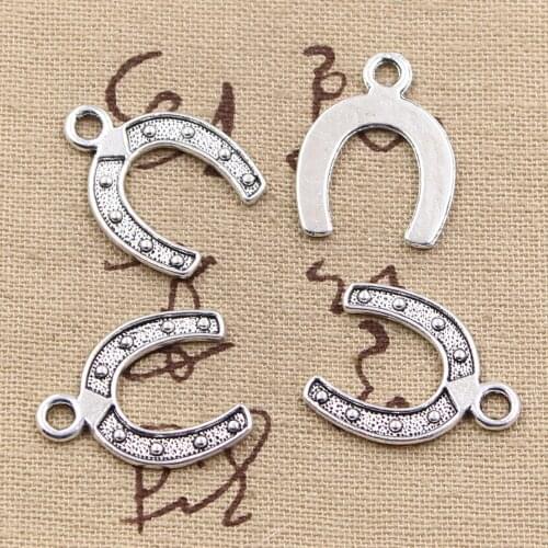 30pcs Charms Lucky Horseshoe 24x18mm Antique Bronze Silver Color Pendants Making DIY Handmade Tibetan Bronze Jewelry