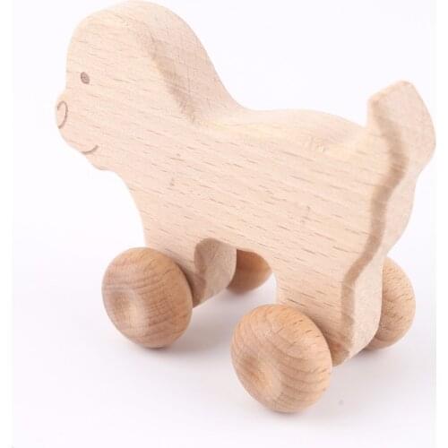 6*8MM 5PCS Dog Shape Beech Wooden Teether Car DIY Craft Ecofriendly Wood Baby Nursing Accessories Child Handmade Teething Toys