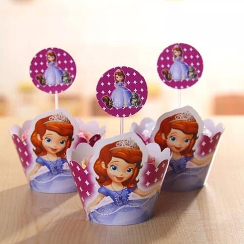 Free shipping 60pcs/lot=5bag paper cartoon cupcake wrapper and topper baby girl birthday party cupcake decoration supplies