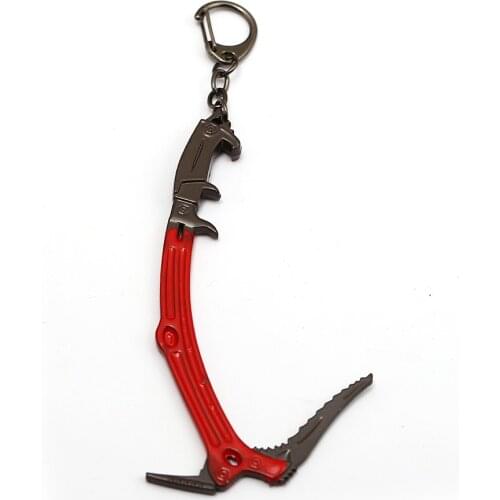 Laura Pickaxe Ice Axe Keychain Movie Game Jewelry Tomb Raider Red Pendnats Chaveiro llaveros For Fans