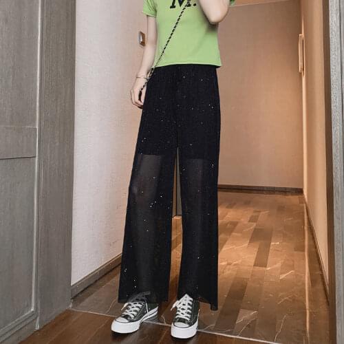 Pants Women All-match Basic Summer BF Style Minimalist Ladies Ankle-Length Trousers Wide Leg Chic Leisure Womens Pant Y967