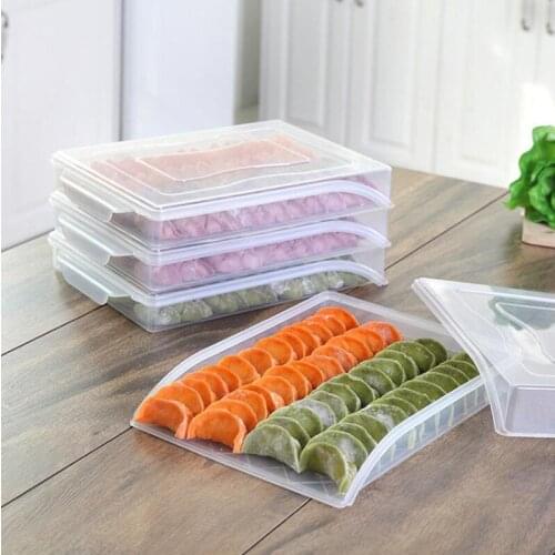 Household Refrigerator Single Layer Dumplings Box Tray Kitchen Food Storage Container Plastic Containers with Lids