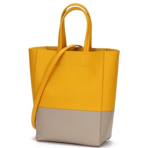 Female Handbags Women Genuine Leather Top-handle Retro Portable Shoulder Messenger Bags Panelled Crossbody Large Capacity Bag