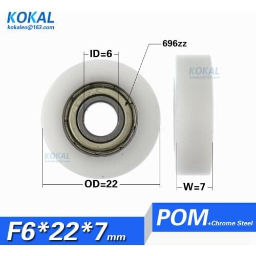 [F0622-7]1PCS high quality plastic bearing flat type 696zz POM bearing wheel 6*22*7mm DIY guide pulley wheel 0622K 0622