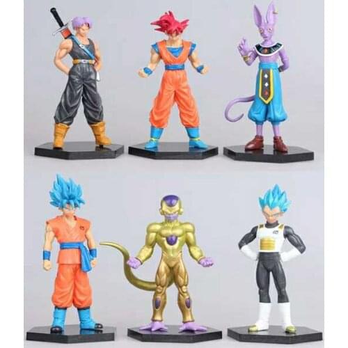 BANDAI Dragon Ball Action Figure A Full Set of 6 Resurrected F Theater Version Son Goku Vegetajv Frieza Doll Ornaments Rare Toys