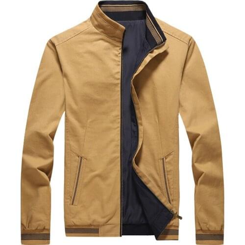 Jacket men spring autumn double sided wear thin stand collar casual Outerwear large size two side Coats Long Sleeve solid zipper