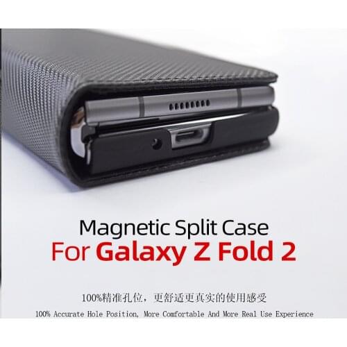 Magnetic attraction Split fold Case For Galaxy Fold 2 Case Case for Galaxy Z Fold2 5G Leather Flip Case Mobile Phone Shell