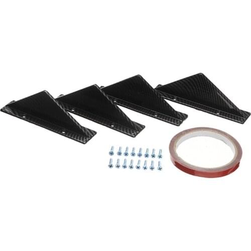 Mayitr 4pcs Black ABS Carbon Fiber Style Car Auto Rear Bumper Diffuser Fin Spoiler Lip Wing Splitter Parts