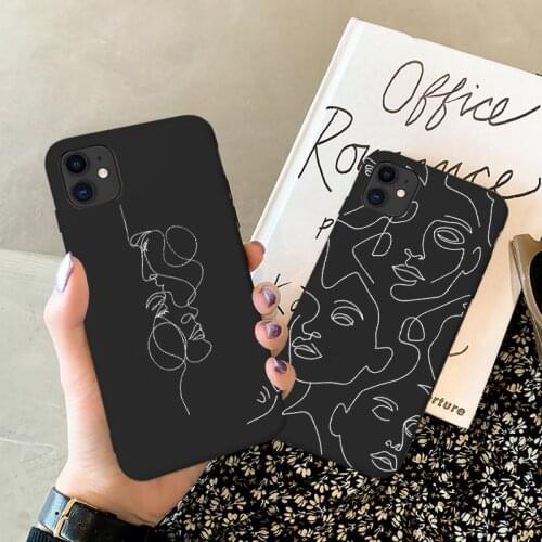 Funny Abstract Women Face Line Soft Phone Case For iPhone 11 12 Pro Max Mini Plus XR XS Max X SE 2020 6s 7 8 Kiss Silicone Cover
