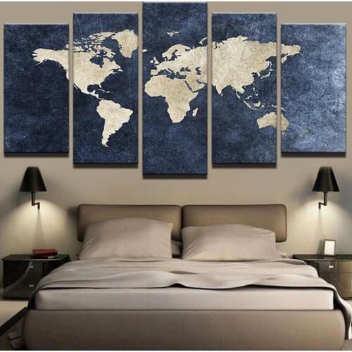 5 Pieces Blue World Map 5d diy diamond Painting full square drill 3d picture of rhinestone embroidery diamond mosaic art