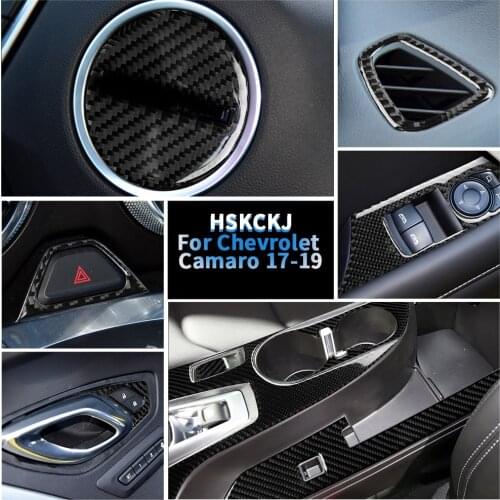 For Camaro 2017-2019 Multiple Color Carbon Fiber Stickers Headlamp Switch AC Panel Button Frame Interiors Car Accessories