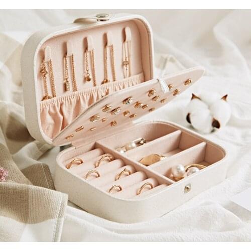 New High Capacity Leather Jewelry Box Travel Jewelry Organizer Multifunction Necklace Earring Ring Storage Box Women Gifts