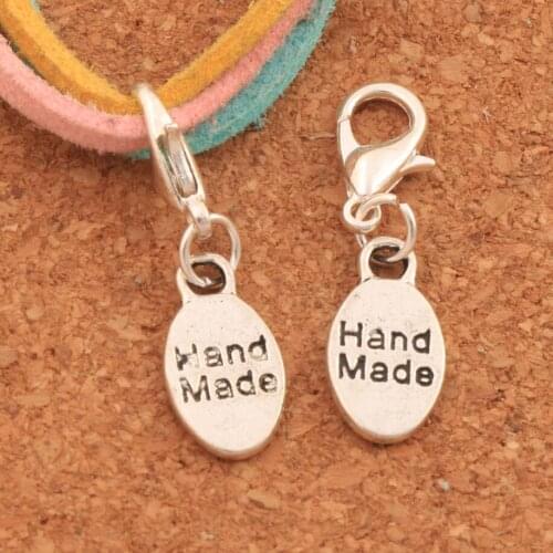 15pcs zinc alloy Handmade Oval Tag Lobster Claw Clasp Charm Beads Jewelry DIY C380 29.3x8.1mm