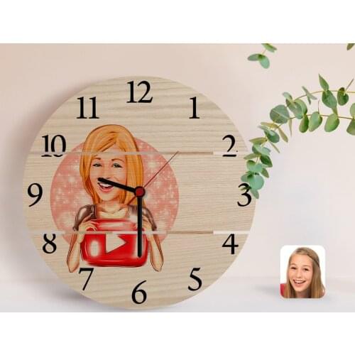 Personalized Women 'S Youtuber Caricature Of Authentic Wooden Pallet Saat-1