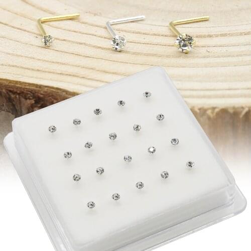 36pcs sterling silver nose studs fine jewelry shiny 2.2mm stone simple stype body piercing jewelry women girt earrings