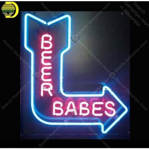 Beer Babes Light Real Glass NEON Signs Lamp GLASS Tube Affiche Decor Shop Window Handcraft Publicidad anuncio luminoso Dropship