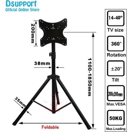 One pair TRKX22 14-40" Movable Folding LCD TV Floor Stand TV Mount Cart Display Rack Full Motion TV Tripod Loading 50kgs