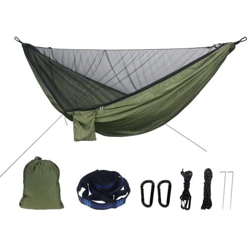 Portable Camping Hammock With Mosquito Net Awning Rain Fly Waterproof Quick-open Mosquito Net Hammock Outdoor Nylon Hammocks