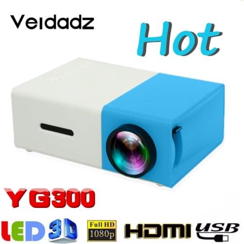 VEIDADZ YG300 Portable LED Mini Projector Supports 1080P HD Playback HDMI USB 3.5mm Audio 600 Lumens Home Theater Player