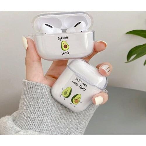 Cartoon Cute Avocado Transparent TPU Bluetooth Earphone Airpods Cover for Airpods 2 Airpods1 Airpods pro 3
