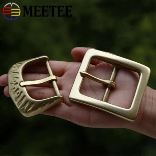 Meetee 1pc/2pcs 45mm Pure Copper Belt Buckles Solid Brass Pin Buckle Head for Belts 4.3-4.4cm DIY Hardware Accessories