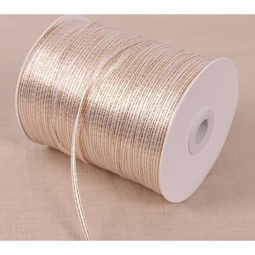 REDJCK 100 Yards 3 mm Width Polyester Satin Ribbon Double Golden Side Silk Webbing Ribbons For Craft Supplies Home Decoration