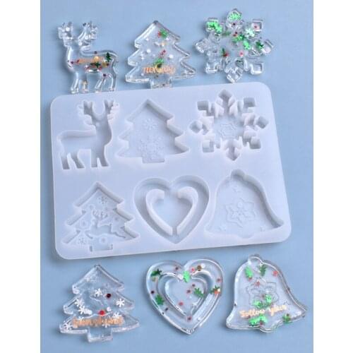 Christmas Snowflake Snowman Epoxy Resin Mold Pendants Ornaments Silicone Mould DIY Crafts Decorations Jewelry Mold 1pcs