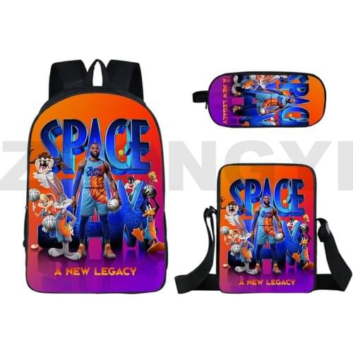 3D Printed Anime Space Jam A New Legacy Backpack 16 Inch 3 Pcs Set Basketball We Win Bookbag School Bag Bagpack Student Friends