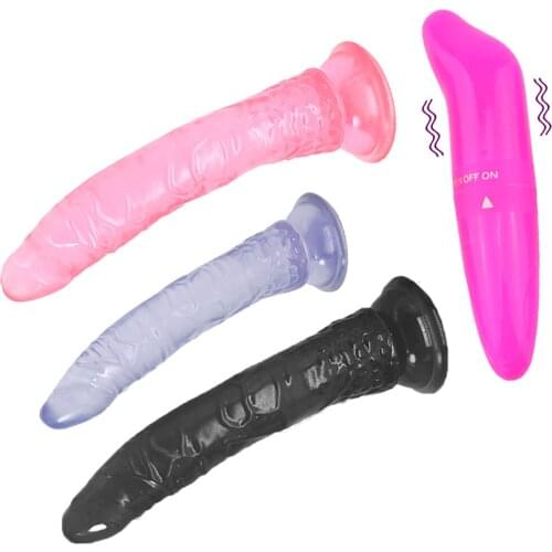 Sex Toys Realistic Penis Dildo with Bullet Vibrator Clitoris Simulator Anal Plug Vagina Masturbator Adult Sex Toys for Woman Sex