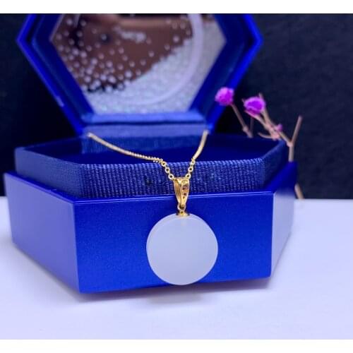 SHILOVEM 18k yellow gold natural white Jasper pendants Christmas Gift fine Jewelry plant wedding no necklace yzz15156681hby