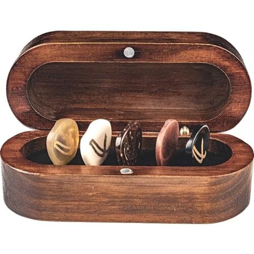 Wambooka nativo picks Italian handmade guitar picks wooden box butterfly shaped bone wood shrapnel