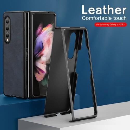 Pattern Leather Texture Fold Case For Samsung Galaxy Z Fold 3 Fold3 Protector Shell para Cover Coque for samsung zfold 3 zfold3