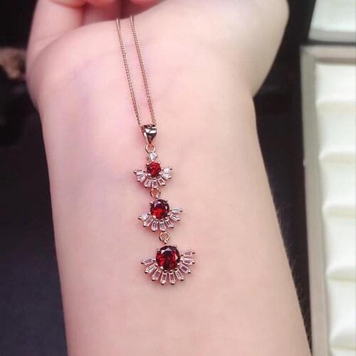 Special price.Natural garnet necklace, 925 silver, Australian sapphire, light blue, beautiful leaves