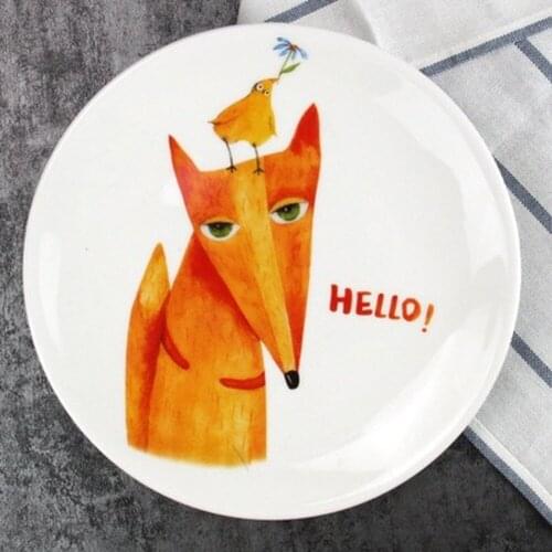 Dishes & Plates creative Hotel disc round steak dish lovely animal fox cake dessert ceramic plate breakfast tableware CJ29.02