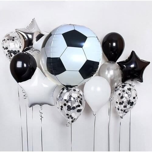 11pcs/lot 22inch 4d Football 18inch Star Foil Balloons Black White Confetti Latex Balloon Man Boy Birthday Party Decor Supplies