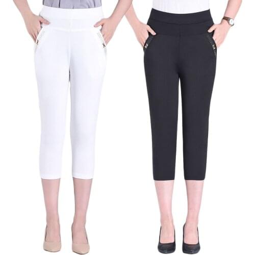 Womens Capris Summer Pants For Women Candy Pantalon Femme High Waist Black Short Trousers Summer Capris Pants Women Stretch