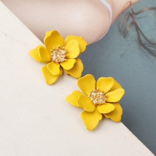 Drop Alloy Female Girls Flower Dangle Gift Fashion Elegant Trendy Sweet Jewelry Colorful Earrings Beautiful Earring Women