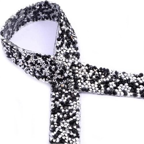 1 Yard Rhinestone Tape Applicator Ribbon With Rhinestones Iron On Appliques Sewing Trim Crystal Motif Strass Rhinestone Chain