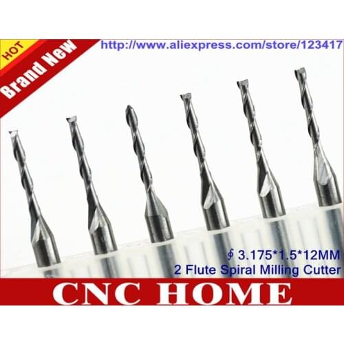 10Pcs 3.175*1.5*12mm 2 Flute Solid Carbide Micro End Mill Wood Milling Cutters Spiral CNC Router Bits