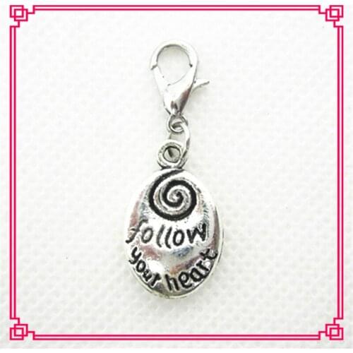 New 10pcs follow your heart Dangle Charms Lobster Clasp Charms Diy Jewelry Accessory for Bracelets Pendants Hanging Charms