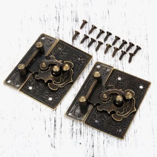 2pcs 55*47mm Box Latch Hasps Retro Decorative Jewelry Chest Wine Box Wooden Case Toggle Hasp Latch