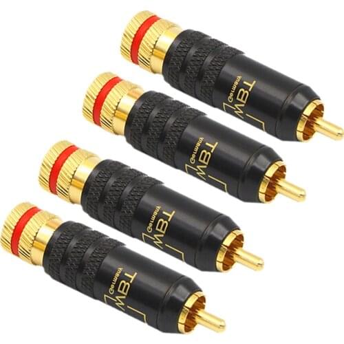 2PCS Speakers RCA Connector Gold Plated Copper Male WBT-0144 RCA Adapter Plug Screws Soldering Locking Audio Video Cable