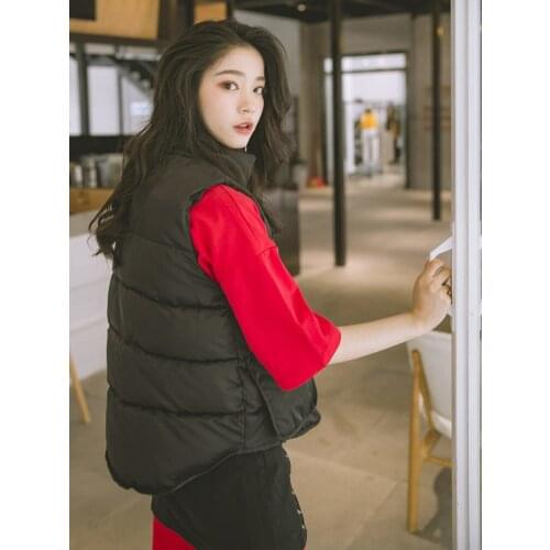 2020 New Autumn Womens Vest Short Down Cotton Soft Warm Waistcoat Female Sleeveless Stand Collar Vest Coat Outwear 2296