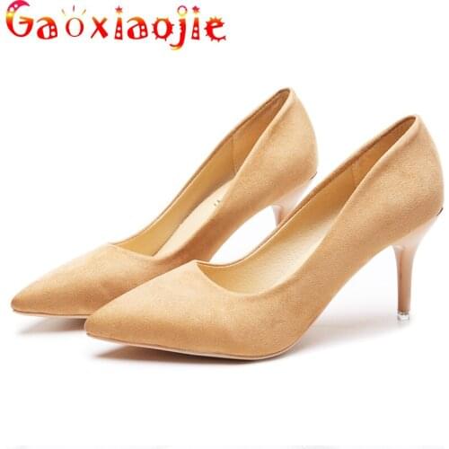 2021 Women Pumps Ladies Single Shoes Fashion Flock Shallow Mouth Shoes High Heels8CM Pointed Toe Thin Heel Banquet Woman Shoes
