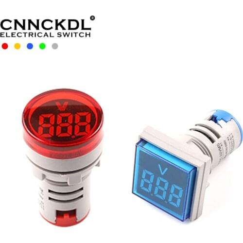 22mm AC 20-500V Digital Voltmeter Round Square Volt Voltage Tester Meter Monitor Power LED Indicator Pilot Lamp Light Display