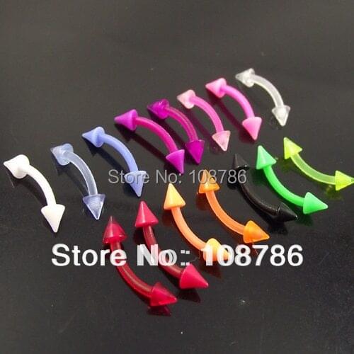 5pcs/lot 16G flexible eyebrow ring soft Sprike eyebrow rings glow in the dark body piercing jewelry free shipping