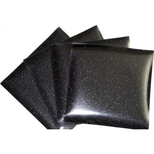 A4*8 pcs) Glitter Black Color Cuttable Pu Flex Vinyl A4 Size 20"*39.37" Heat Transfer Vinyl for Clothing Tshirts