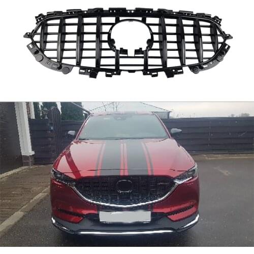 ABS MODIFIED GRILLS AUTO FRONT MESH EXTERIOR GRILL FIT FOR MAZDA CX-5 CX5 AUTO GRILLE 2017 2018 MASK TRIMS COVERS FRONT BUMPER