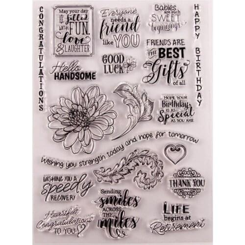 Alphabet Flower Transparent Clear Silicone Stamp Seal DIY Scrapbook Rubber Stencil Coloring Diary Decor Office School Supplies
